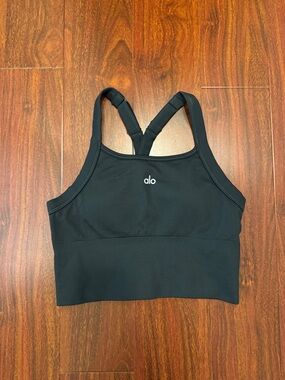 Alo dark grey Ribbed Sports Bra, size S
